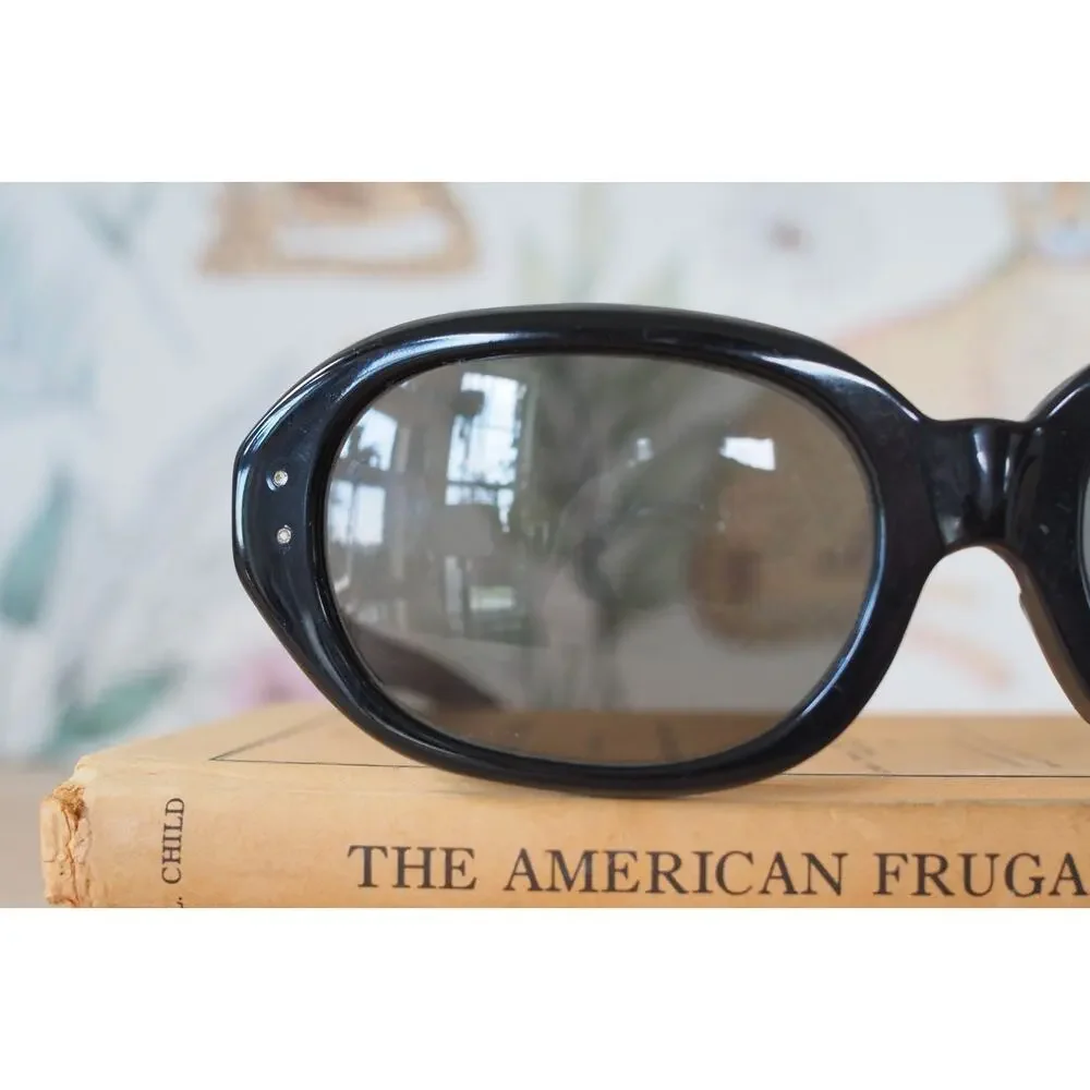 Vintage 1960s Mod Sunglasses France Thick Ebony Tone Frames MCM Retro NOS